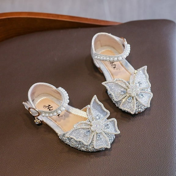 Toddler Girls Princess Sequins Sandals Flats Kids Party Dress Up Dance Shoes For Latin Tango
