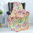 thumbnail image 4 of Watercolor Soft Flannel Fleece Throw Blanket, Ornamental Pattern Twisted Lines Geometric Boho Design, Cozy Plush for Indoor and Outdoor Use, 70" x 90", Multicolor, by Ambesonne, 4 of 5