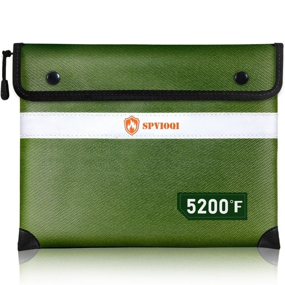 Fireproof Document Bag 5200°F with Heat Insulated, Fireproof Money Bag for Cash with Zipper and Reflective Strip, 14.2” X 11” Fireproof Safe Storage Pouch for Valuables