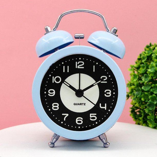 Saytay Reloj despertador de 3 pulgadas, reloj despertador analógico de metal, reloj de escritorio para decoración del hogar del estudiante (hy)