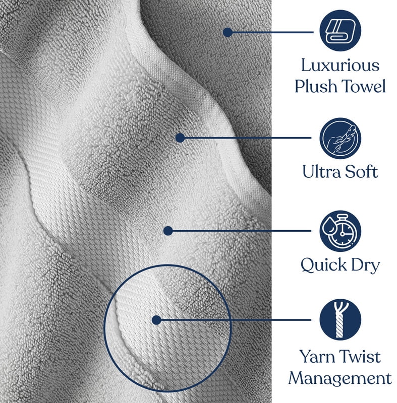 Delara 100% Organic Cotton Washcloths 6-Pack, 13x13 Inches, 650 GSM, Ultra-Absorbent, GOTS & OEKO-TEX, Light Grey