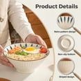 thumbnail image 3 of Ramen Bowls Set of 4, 33 oz Ceramic  Style Noodle Bowls, 8 Inch Conical Pho and Udon Bowls with Blue Leaf , Ribbed Texture, Microwave & Dishwasher Safe, 3 of 6