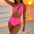 thumbnail image 5 of cocolona Womens One-shoulder Bikini Sets Summer Cute Solid Color Two Piece Swimsuits Vacation Beach Swimwear, 5 of 6