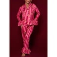 thumbnail image 4 of Osdhezcn Women Ruffle Sleeve Sleepwear Pajamas Set Striped Button Up Shirt and Loose Pant, 4 of 10