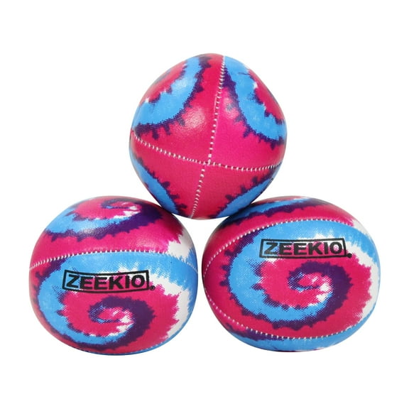 Zeekio Tie Dye Festival Juggling Ball Set - 120g - Beginner to Pro - Set of 3 (Pink/Blue/White Swirl)