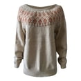 thumbnail image 3 of NAMTYQX Womens Sweaters Women's Pullover Sweaters Casual Long Sleeve Print Relaxed Fit Warm Crewneck Pink Size 2XL, 3 of 5