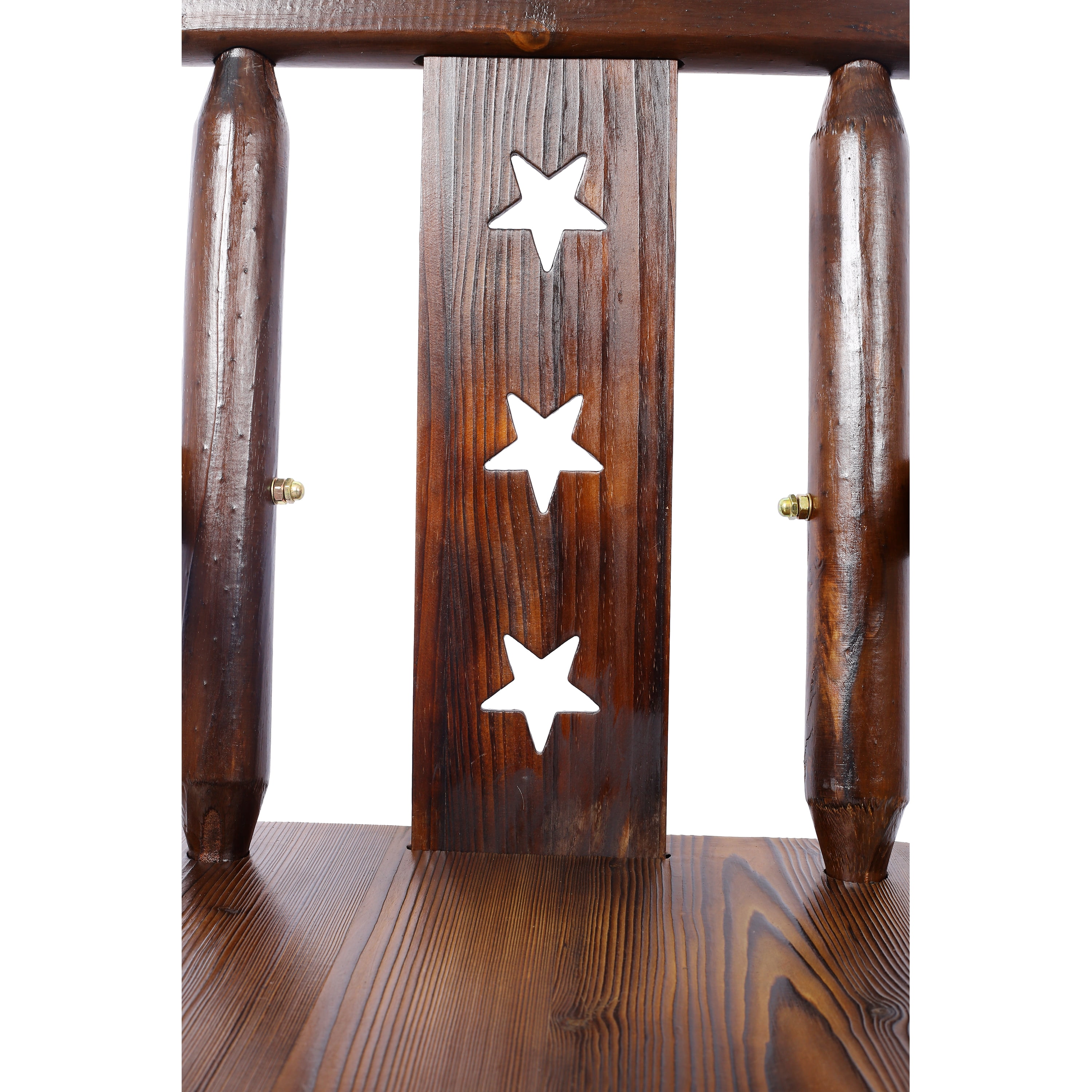 Rustic Bar Stool, Fir Wood Construction, Chair with Decorative Star Backrest, Footrest,Wide Armrest, Rustic Kitchen Stool, Tall Bistro Chair for Dining Room, Restaurant, Pub, 4-Foot
