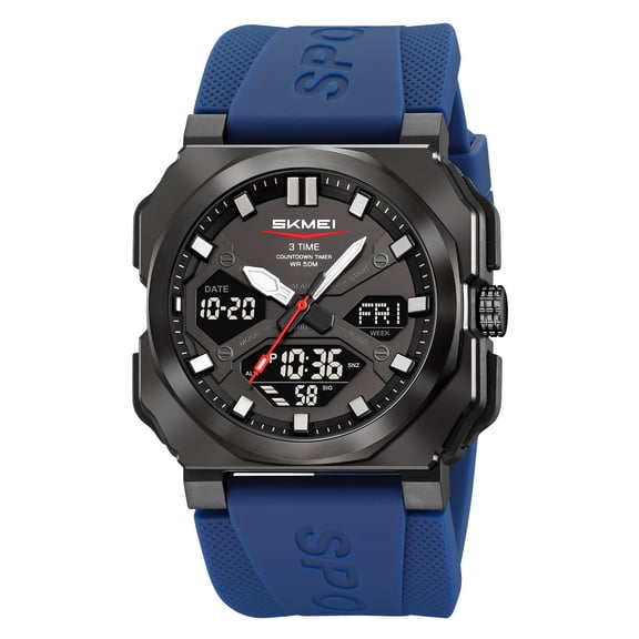 Men's Rugged Sports Watch, Waterproof Analog-Digital Luminous Display, Multi-Function Stopwatch & Calendar, for Hiking, Camping, Running & Swimming