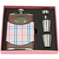 thumbnail image 1 of Pink Box Lola Leather & Plaid 8 oz Flask Gift Set, 1 of 1