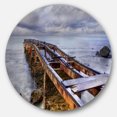 thumbnail image 2 of Designart - Old Rusty Pier in Cloudy Day' Seashore Photo Circle Metal Wall Art, 2 of 4
