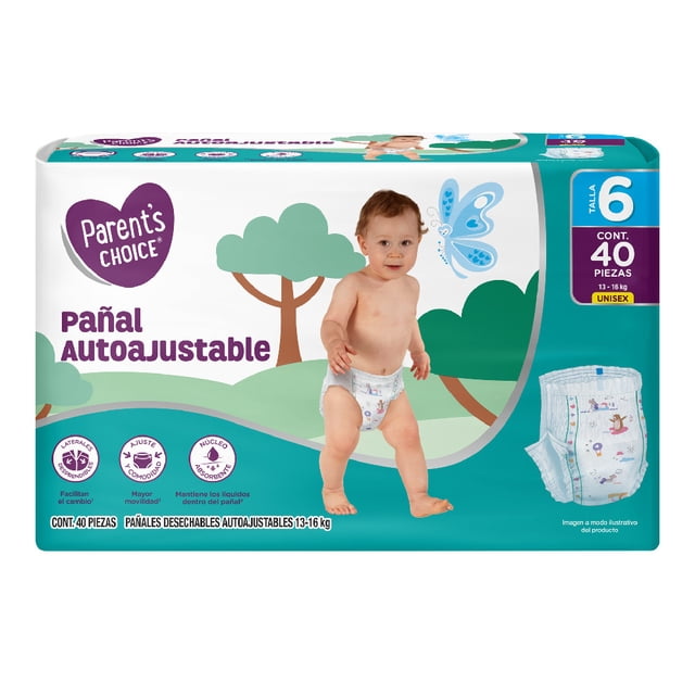 Pañales Desechables Autoajustables Parents Choice Unisex Etapa 6 40 piezas