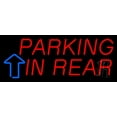 thumbnail image 1 of Parking In Rear Block With Arrow LED Neon Sign 13 x 32 - inches, Clear Edge Cut Acrylic Backing, with Dimmer - Bright and Premium built indoor LED Neon Sign for automotive store, and mall., 1 of 7
