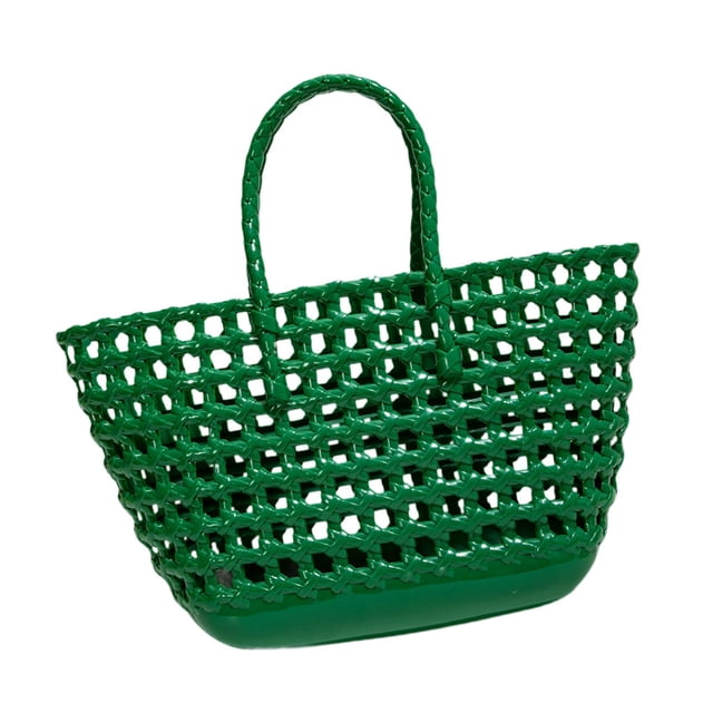 Bolso de mano tejido para mujer, moderno, de gran capacidad, con asa superior, ideal para ir de compras o vacaciones. Verde
