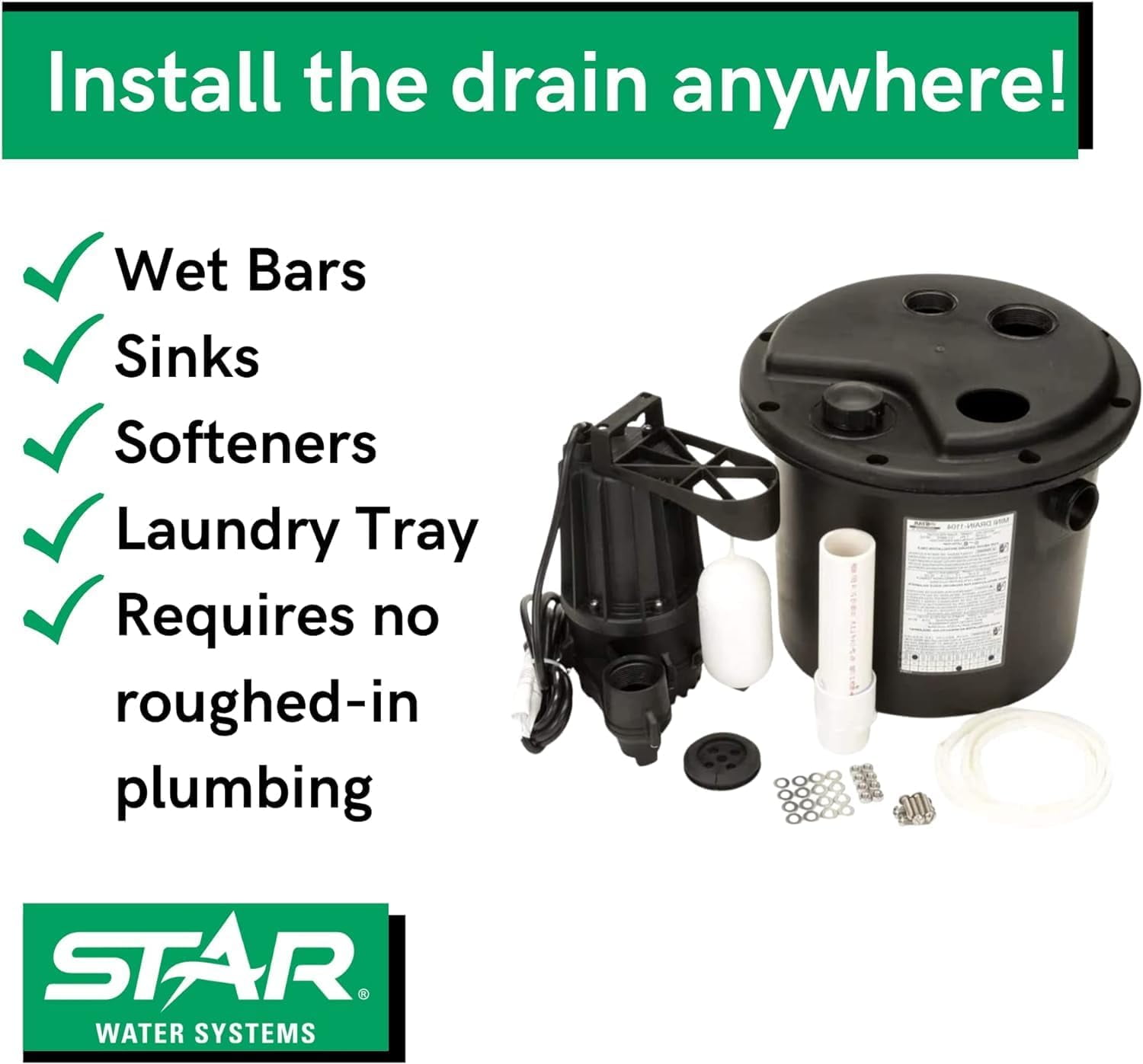 Star Water Systems Drainmaker 1/3 H.P. Sewage Ejector Pump SDP03