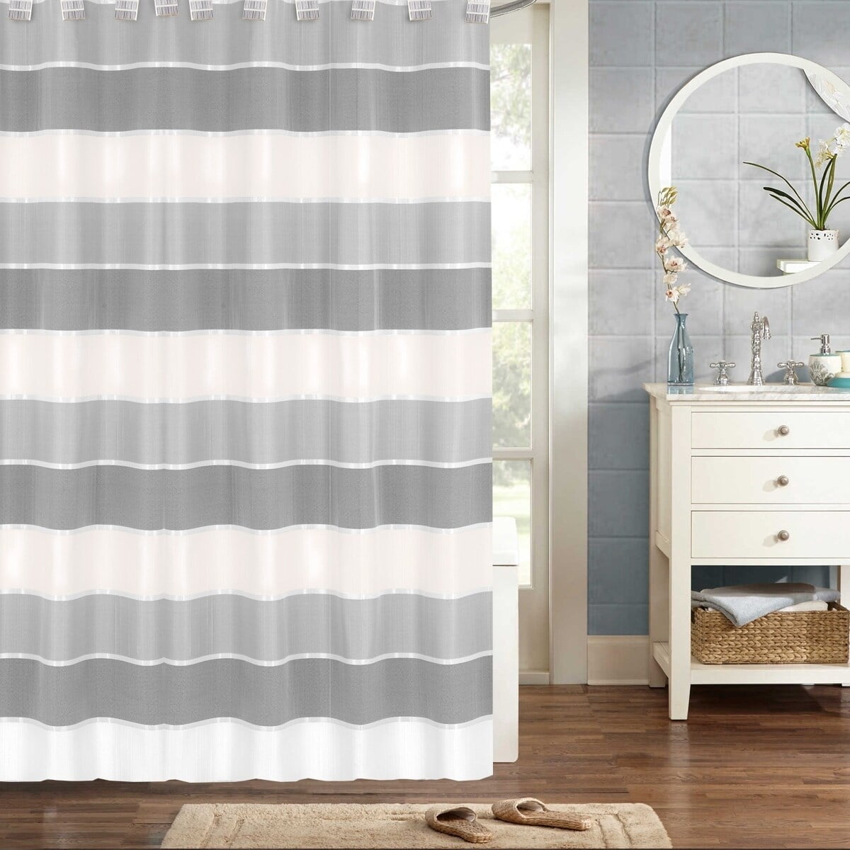 Sweet Home Collection Modern Striped Shower Curtain (70"x72") Grey