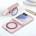 thumbnail image 4 of TECH CIRCLE for Galaxy Z Flip 7 2025 6.8" Magnetic Phone Case with Rotating Kickstand Grip Ring Holder, Compatible with MagSafe, Built-in Tempered Glass Screen Protector, Protective Slim Cover, Pink, 4 of 7