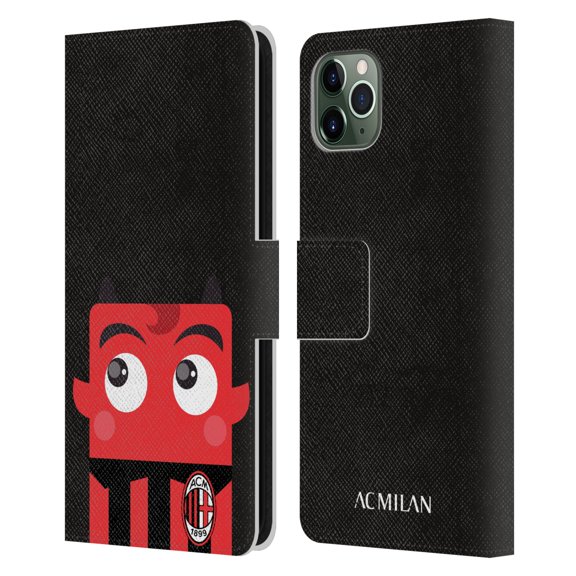 Head Case Designs Officially Licensed AC Milan Art Mascotte Leather Book Wallet Case Cover Compatible With Apple iPhone 11 Pro Max