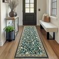 thumbnail image 2 of Hasoo 2'x 6' Floral Throw Rug Modern Indoor Carpet Soft Non Slip Runner for Bathroom Entryway Dorm, Dark Blue, 2 of 5