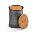 thumbnail image 5 of Glitzhome 2Pcs Storage End Table Rustic Nesting Stools Metal Barrel with Wood Lid, 5 of 11