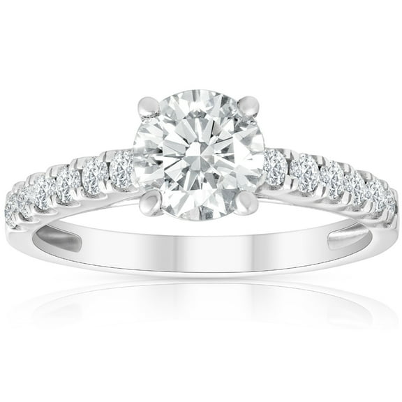 Pompeii 1 1/2 Ct Lab Grown Diamond Ring With Accents 14k White Gold (GH,VS2-SI1)