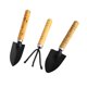 thumbnail image 1 of Juego de 3 piezas de herramientas pequeñas de jardinería con mango de madera: pala, rastrillo, paleta y herramientas de jardinería de metal para suculentas, macetas y plantas en balcones., 1 of 7