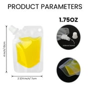 100 PCS Aspire 1.75 OZ Transparent Spouted Stand up Pouch, Clear Drink Bags, Reusable Flask Kit, 8.2 mm Spout, BPA Free