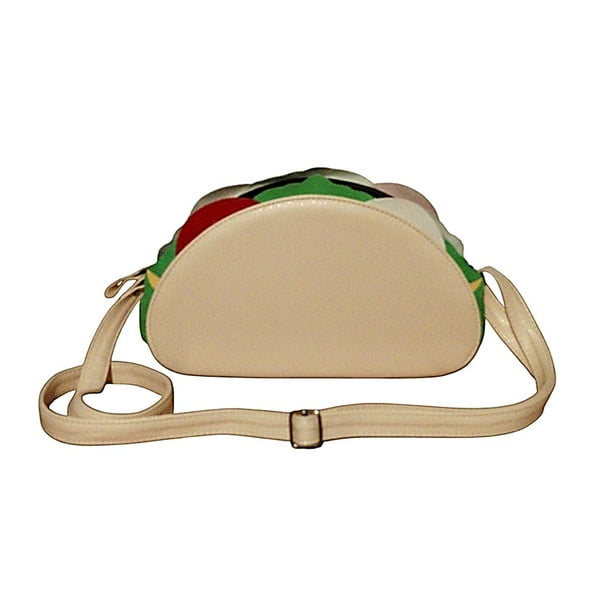 Bolsa en forma de TACO, Diseño de Comida Tipica Mexicana, Bandolera para Mujer, Cross-Body, Correa Ajustable, Color Beige, Moda Kawaii, Novedoso y Encantador (Bolsa para Mujer).