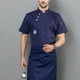 thumbnail image 4 of Chaqueta de cocina Cocina Delantal Tres botones con bolsillos delanteros Ropa de verano Camisas para hombres Suministros de cocina para asill restaurante azul l Monstrate LF000331-08, 4 of 7