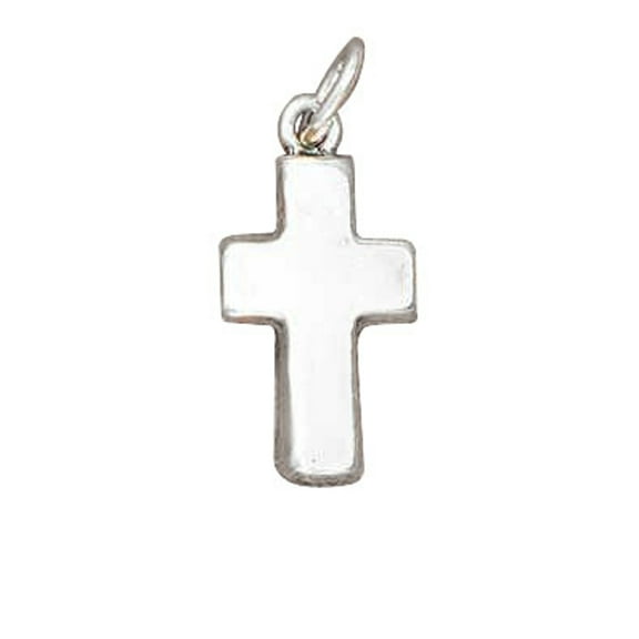 Sterling Silver 16" .8mm Box Chain Plain Christian Cross Pendant Necklace