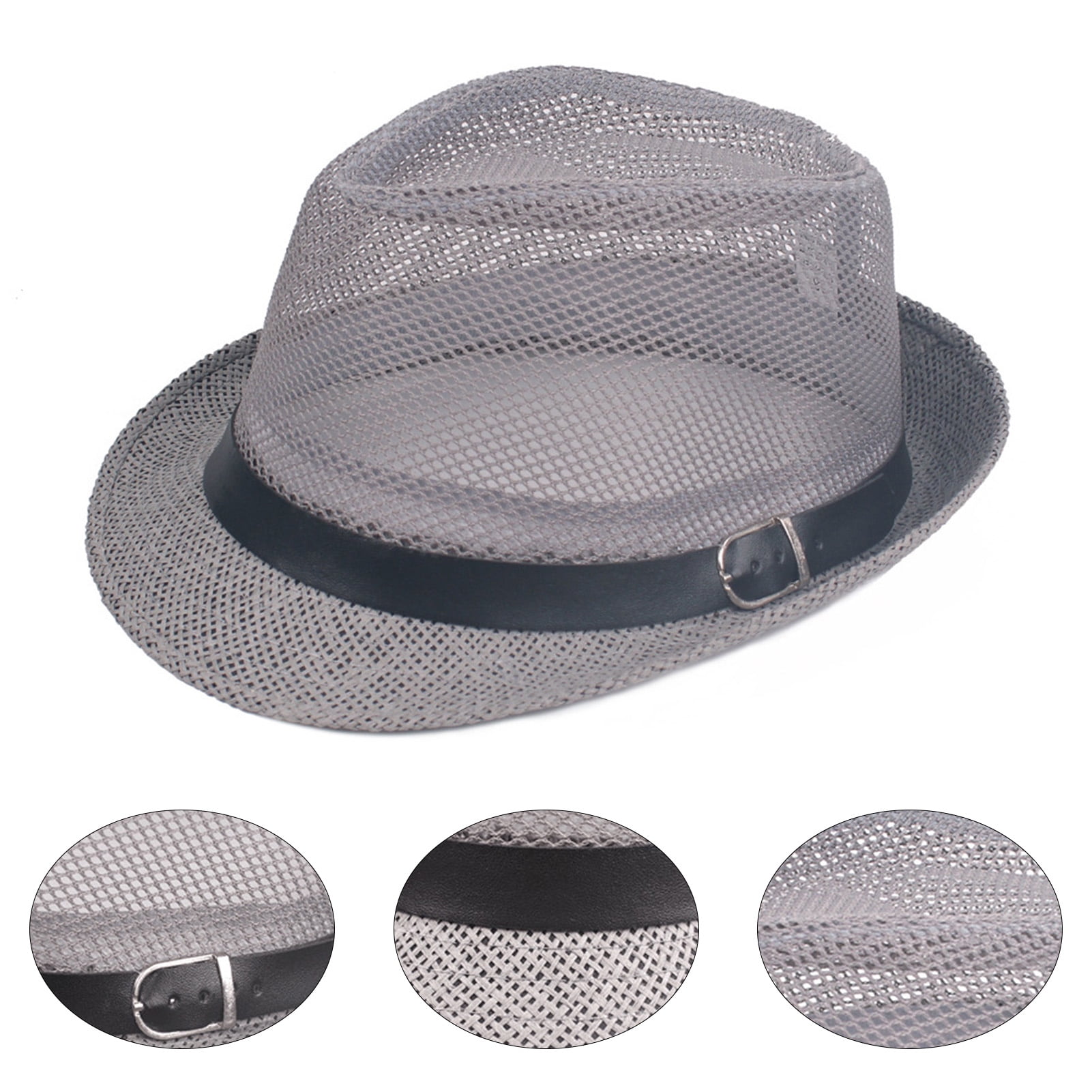 Sharp Sophisticated Medium Brim Fedora Flop Style Hat Mesh Trim Summer C… Mens Cognac Mesh Fedora Hat | Montique Summer Fedora – Suits  main image 2