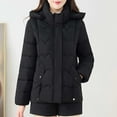 thumbnail image 5 of Puffer Jacket for Women with Detachable Hood, Winter Thicken Warm Pockets Quilted Cotton Full-zip Down Coat Outwear (XL, Black), 5 of 7