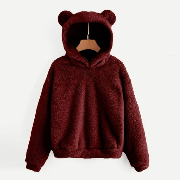 BAODANN Womens Hoodies Cute Bear Ears Hooded Sweatshirts Coat Warm Tunic Hoodies for Women Oversized Hoodies Plain Pullover Sweatshirt Women Hoodies Size Large Womens Womens Comfy Hoodie