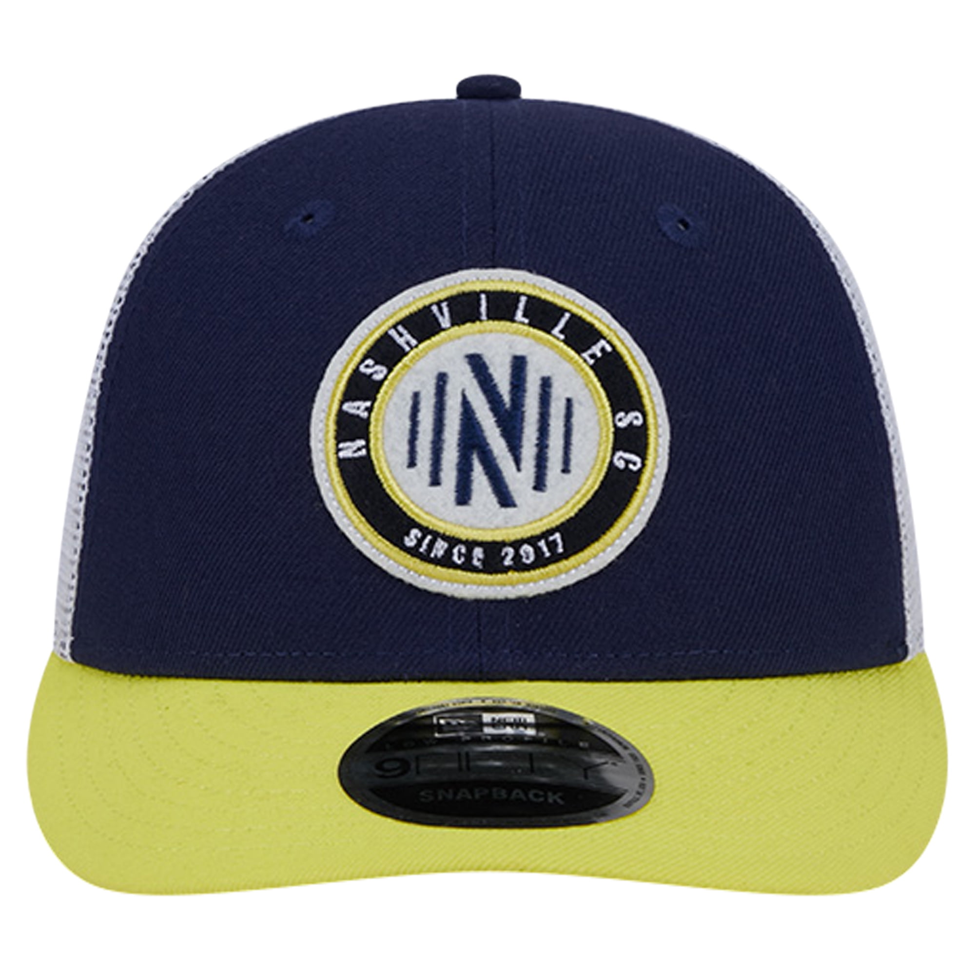 Men's New Era Navy Nashville SC Throwback Trucker Low Profile 9FIFTY Snapback Hat