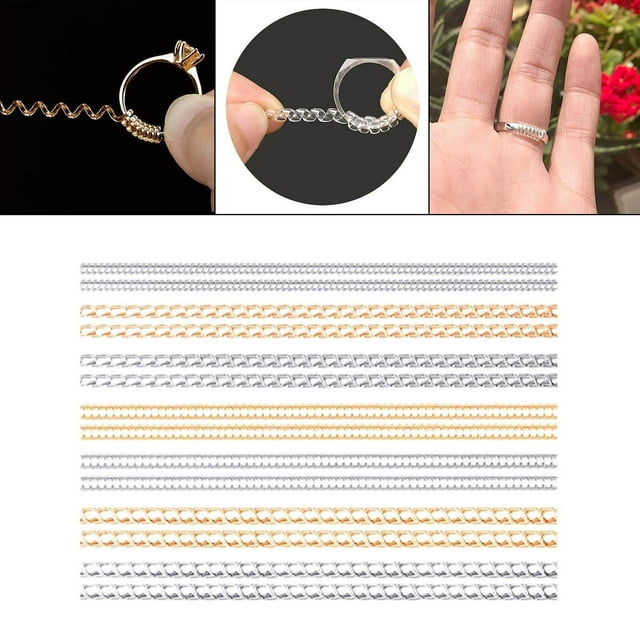 VONKY Ring Size Adjuster Loose Rings Guard Spacer Sizer Fitter 14Pcs Gold Silver