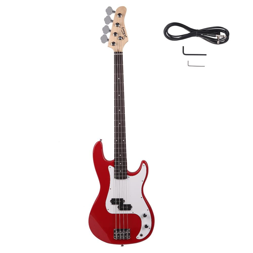 Glarry Electric 4Strings Bass Guitar + Cord + Wrench Tool Red