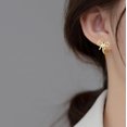 thumbnail image 2 of Solid 925 Sterling Silver Bow Hoop Earrings Ribbon for Women Teens Bowknot Hoop Earrings Huggie, 2 of 11