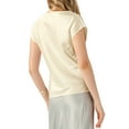 thumbnail image 3 of INSPIRE CHIC Satin Top for Women's Cowl Neck Short Sleeve Dressy Casual Blouse M Beige, 3 of 6