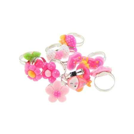 

50pcs Colorful Assorted Design Plastic Rings Toys Party Supplies Favors for Children