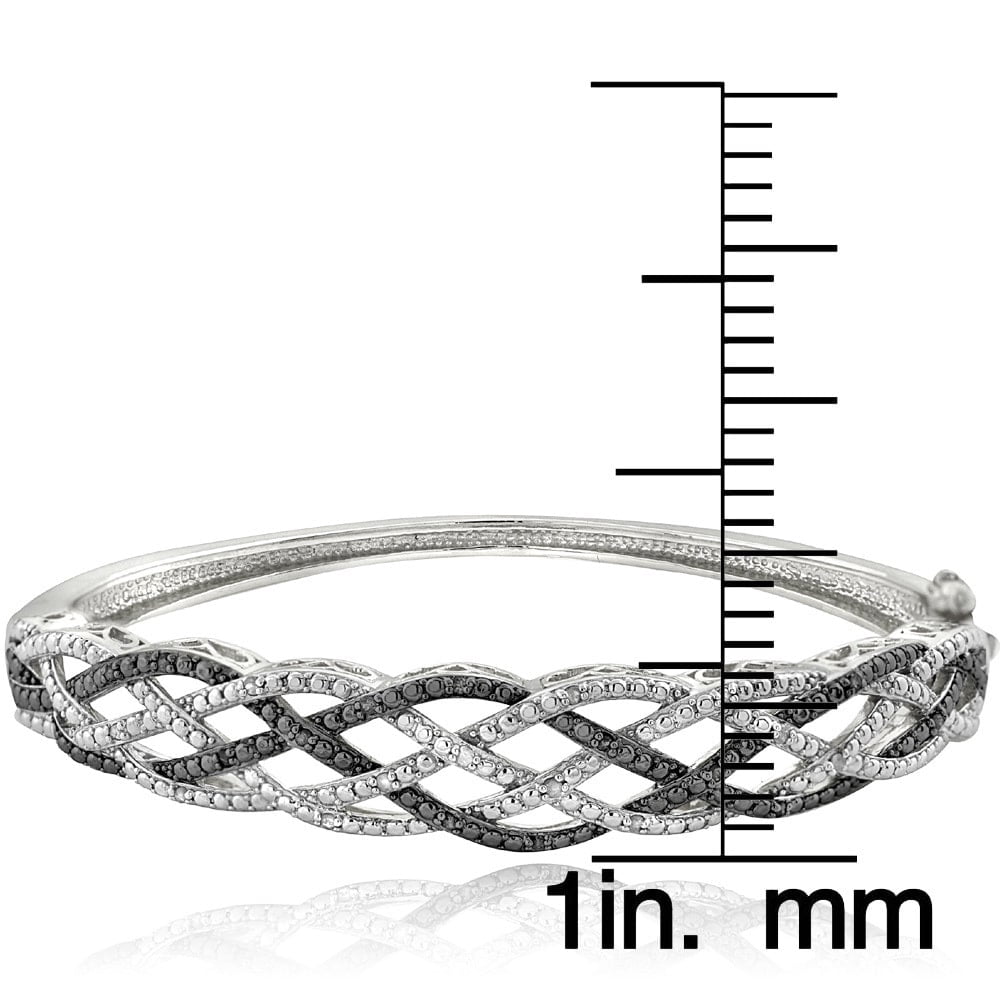 1/4 Ct Blue & White Diamond Weave Bangle Bracelet