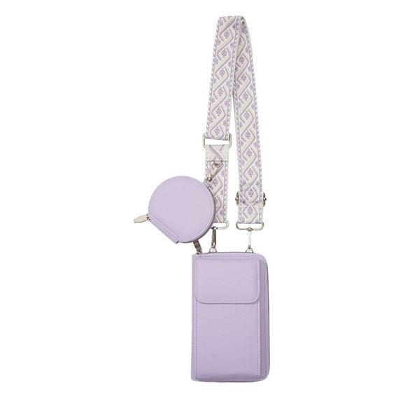 LanSuare Leather Phone Wallet Crossbody Bag, Trendy Ladies Shoulder Purse, Compact Mobile Phone Holder