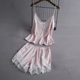 thumbnail image 2 of Women's Lace Camisole Pajama Set Cropped Tank Top with Shorts 2-Piece Ice Silk Loungewear Lightweight Sleepwear, 2 of 3