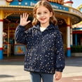 thumbnail image 6 of Eltusu Girls Jackets with Pockets, Hooded Zip Up Printed Windproof Spring Fall Outerwaer Navy Size 4-5 T, 6 of 8