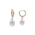 thumbnail image 2 of Aretes De Chapa De Oro Con Perla Oval Zirconia, 2 of 3