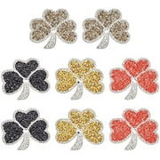 8PCS Clover Leaf Rhinestones Iron On Patches (4 Colors 2.4x2.4x0.1 inch) Lucky Leaf Patch Hotfix Shamrock Patches Embroidery Appliques for Clothing Hat Scarves Pants Arts Crafts