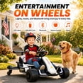 thumbnail image 5 of Conchico 12V Electric Drift Go Kart for Kids, Powered Ride on Toy Car with Rear Swivel Wheels, Water Spray Function, Cup Holder for Boys Girls Ages 3-8, White, 5 of 9