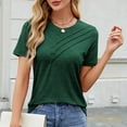 thumbnail image 4 of Otvok Womens Tops New Short Sleeve Round Neck Solid Color Button Casual Fashion Blouse, 4 of 6