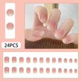 thumbnail image 2 of Uñas postizas acrílicas press on Whiosyrt cortas cuadradas rosa degradado, 2 of 6
