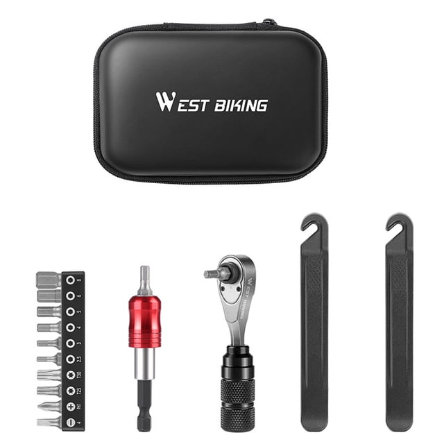 Bike Kit Include Aluminum Alloy Ratchet Wrench Screw Bits Tire Pry Bar for Bicycle Maintenance