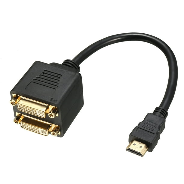 HDMI to DVI Splitter Cable 1 Male to 2 Female 24+5 Dual Link Y Video