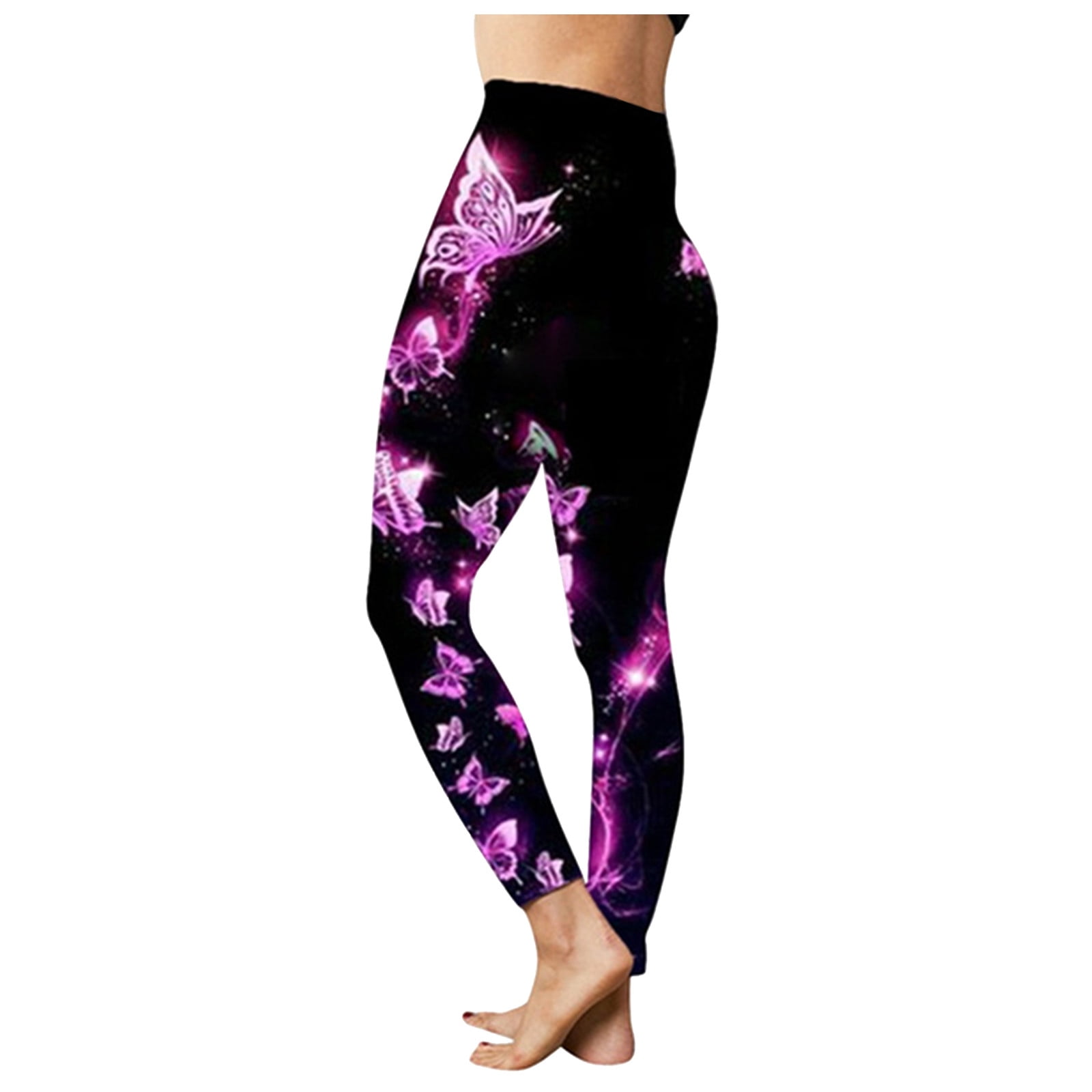 High Waisted Leggings For Women Women Fashion Butterfly Print Yoga Pants Plus Size Casual High